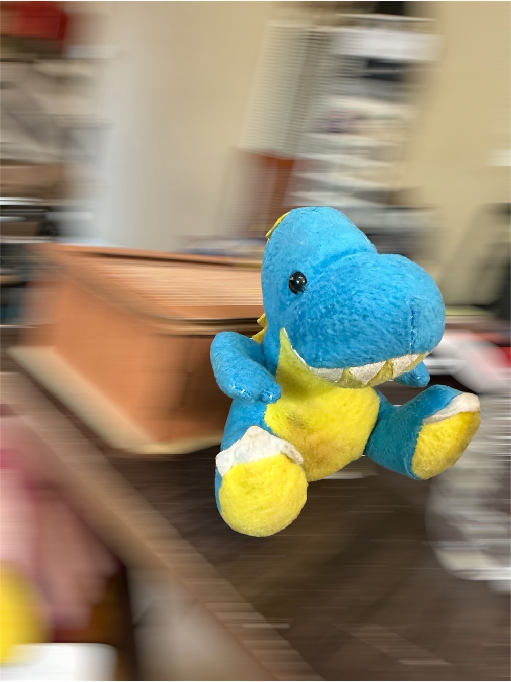 Blue and Yellow Plush Dino Stuffed Animal - Kids Soft Toy